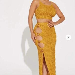 Fashion Nova Mustard Skirt Set